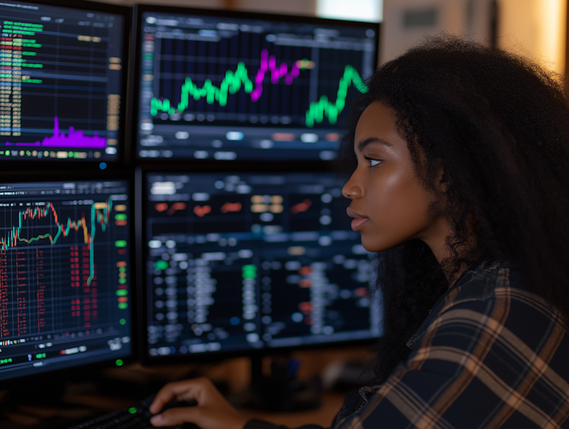 Consultor financiero profesional trabajando con análisis de datos